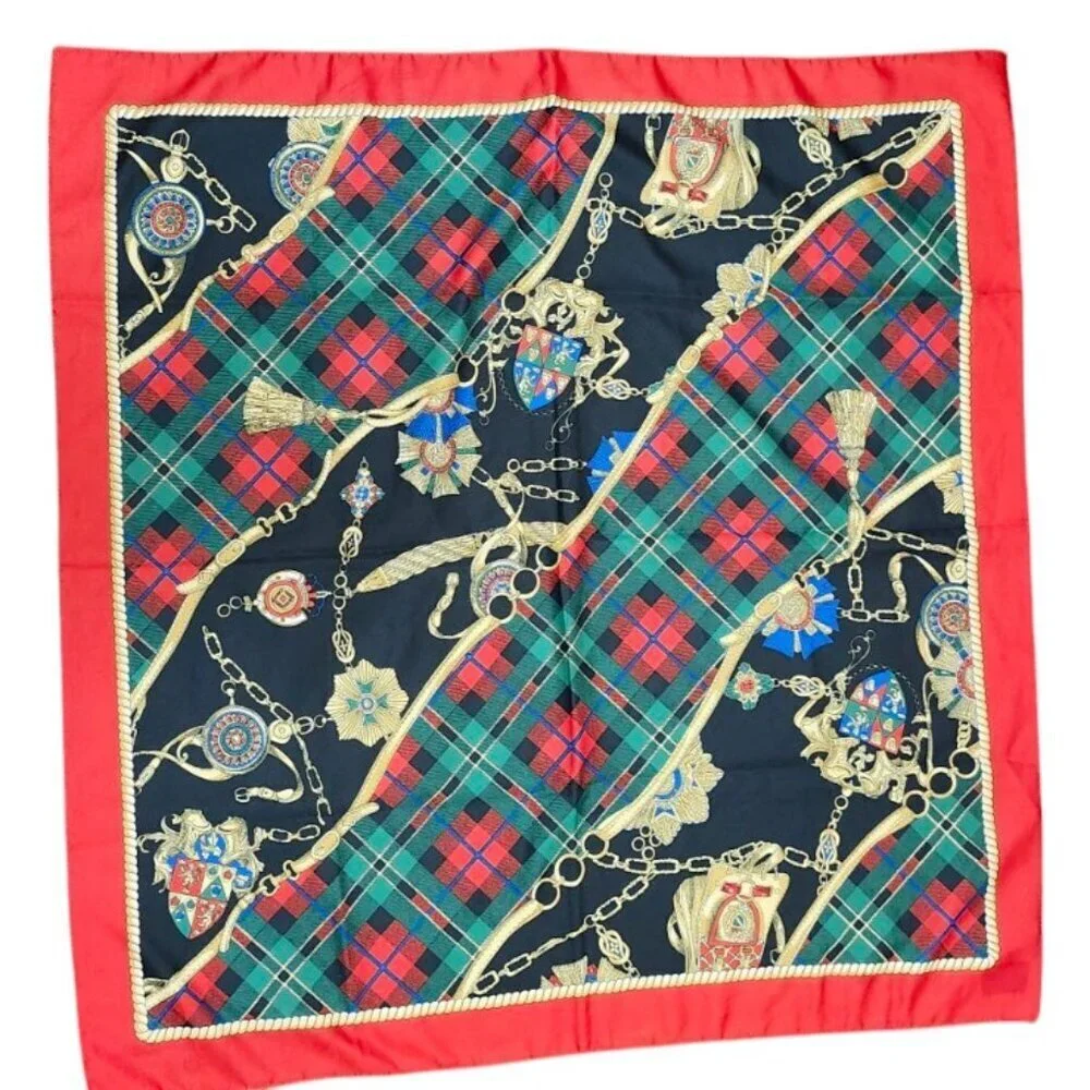 Tie Rack Art Of The Scarf Womens Square Scarf One Size Red Belt Print Italy
